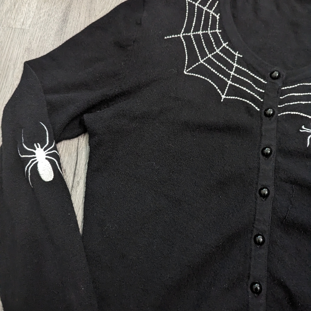 Hell Bunny Spider Web Cardigan Black Size Medium UK12 Goth Alt Retro - Picture 10 of 10
